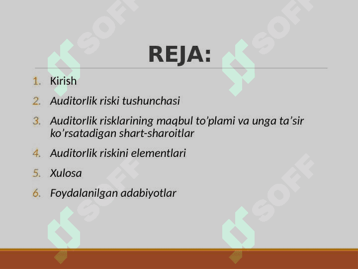 Auditorlik risklarning maqbul to’plami 2