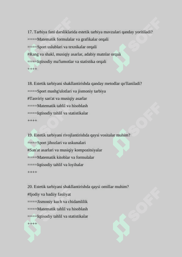 badiy pedagogika 200 ta test savollari va javoblari 5