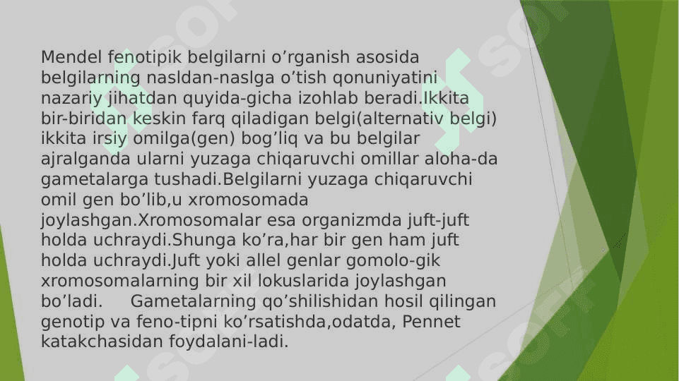 Diduragay va poliduragay chatishtirish. Allel bo’lmagan genlarning o’zaro ta’siri 5