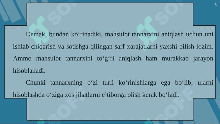 Mahsulot tannarxi 3