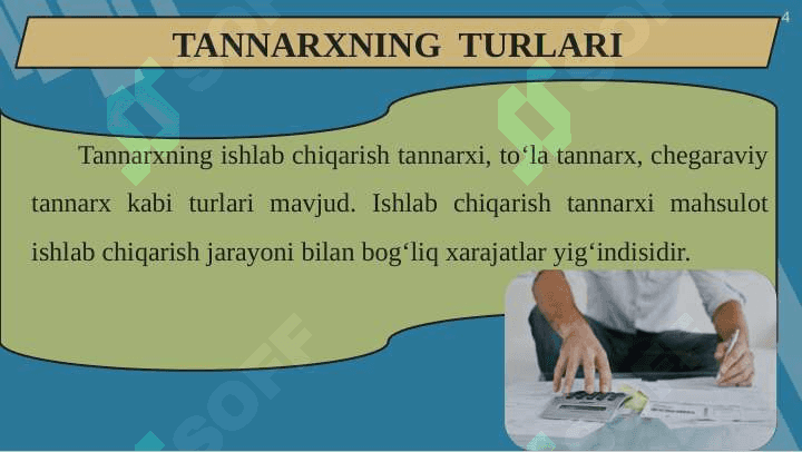 Mahsulot tannarxi 4