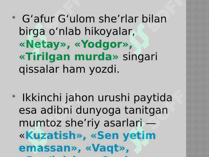 Gʻ.Gʻ. "Mening oʻgʻrigina bolam" 6