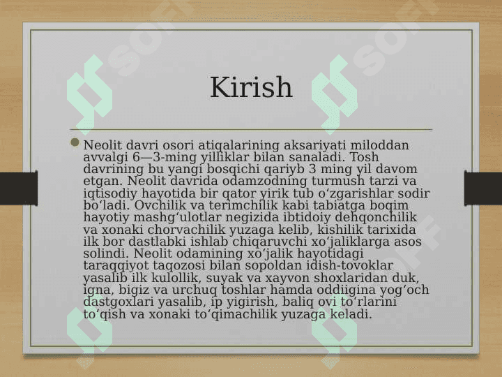 Neolit davri xoʻjaligi va moddiy madaniyati 3