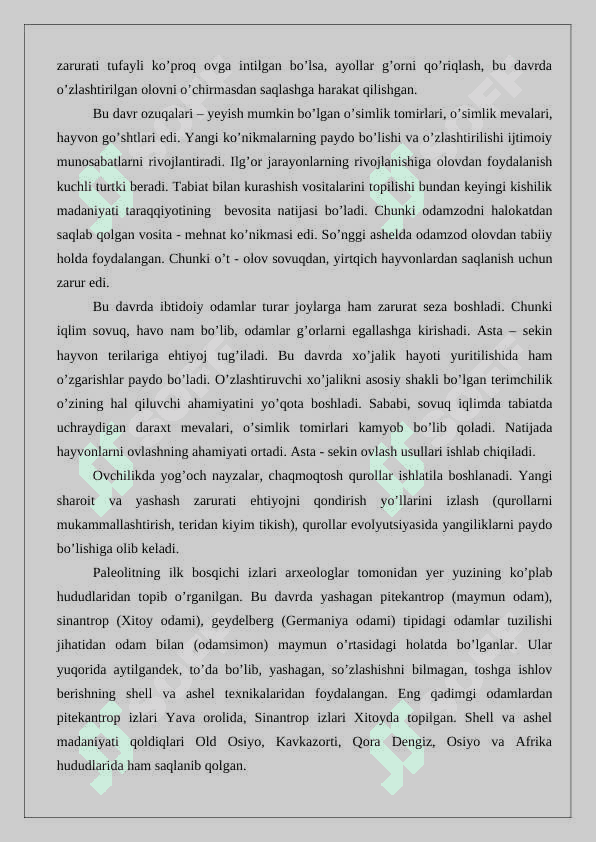Paleolit davri xo'jaligi va moddiy madaniyati 8
