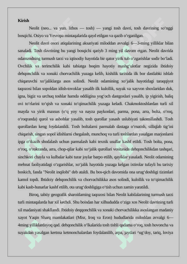 Neolit davri xoʻjaligi va moddiy madaniyati 2