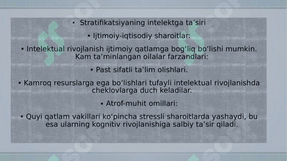 Intellekt psixologiyasi stratifikatsiyasi 8