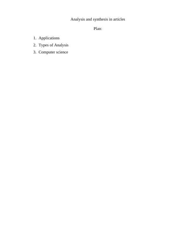 Analysis and synthesis in articles 1