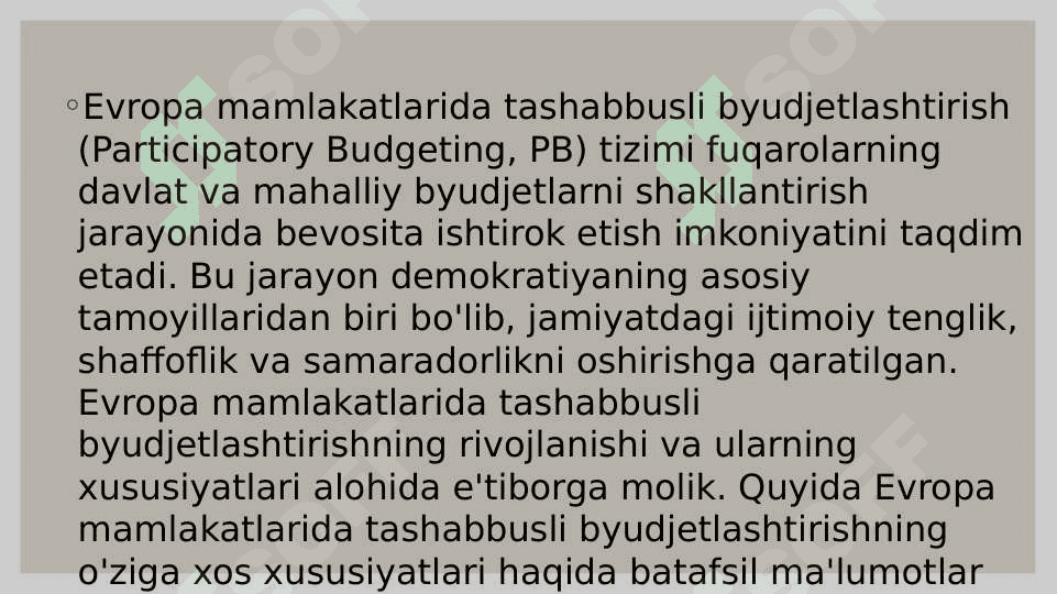Yevropa mamlakatlarida tashabbusli byudjetlashtirishning o'ziga xos xususiyatlari 3