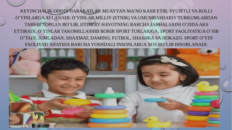 Òyin boģcha yoshida yetakchi faoliyat sifatida 3