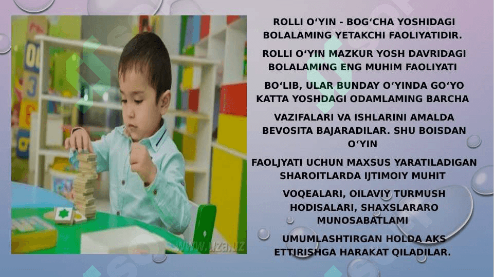 Òyin boģcha yoshida yetakchi faoliyat sifatida 4