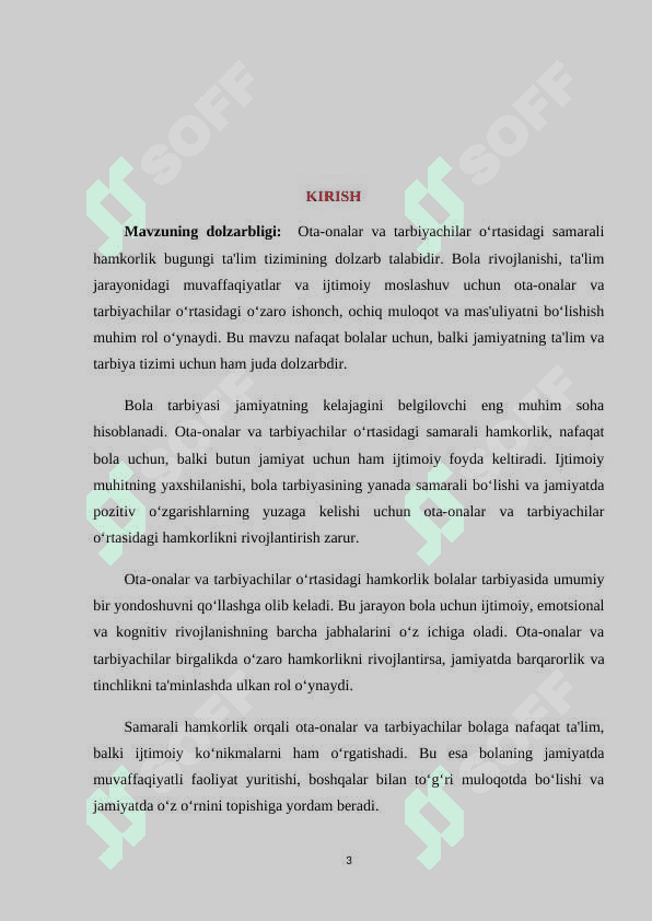 Ota-onalar va tarbiyachilar o‘rtasida samarali hamkorlik qilishning tamoyillari (KURS ISHI) 3