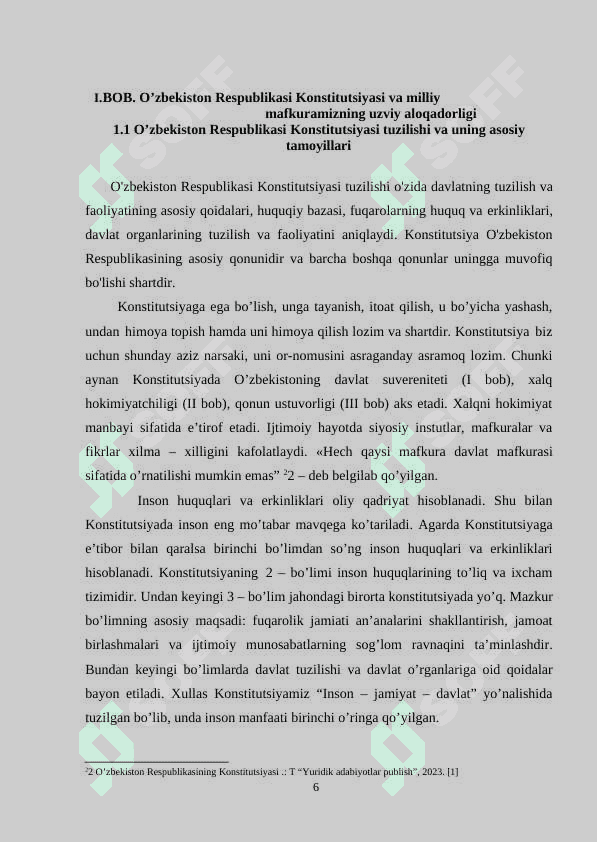 O’zbekiston Respublikasi Konstitutsiyasi va milliy mafkuraning uzviy aloqadorligi 6