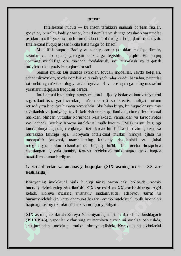 Janubiy Koreya Intelektual huquqi referat 2