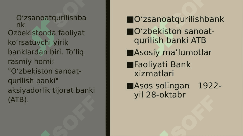 O’zsanoatqurulish bank faoliyati 3