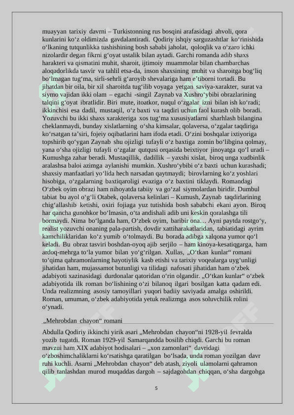 Abdulla qodiriy nasriy asarlarining goyaviy badiiy xususiyatlari 5