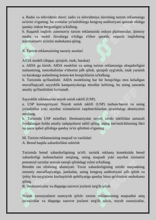 Turizmda reklama va uni yaratish jarayoni 4