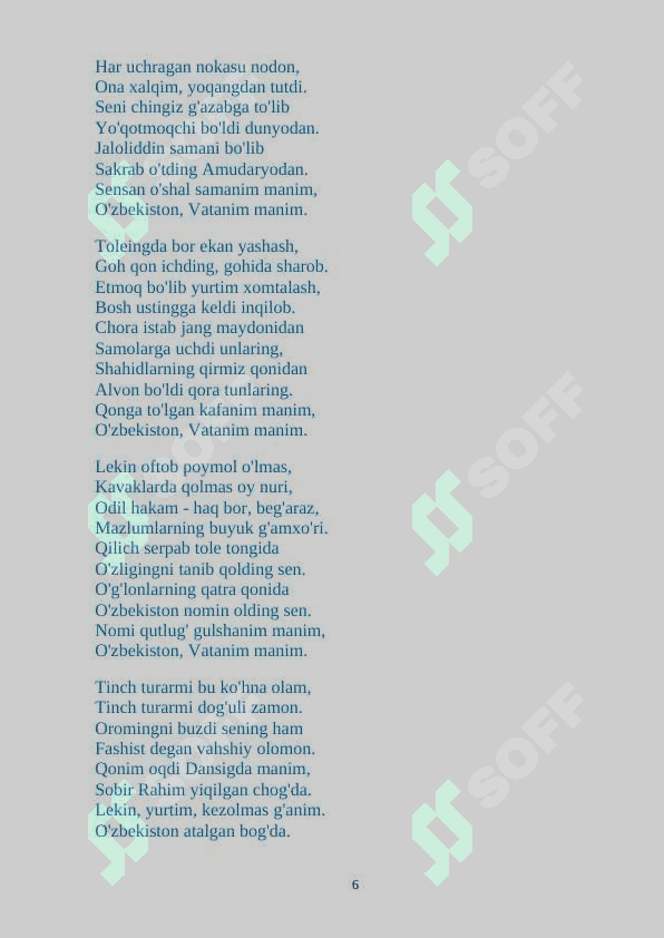 Vatan haqida she'rlar to'plami 6