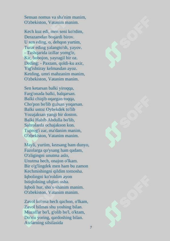Vatan haqida she'rlar to'plami 7