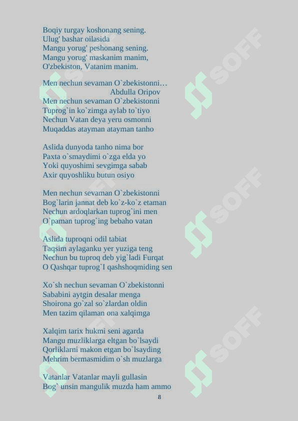 Vatan haqida she'rlar to'plami 8