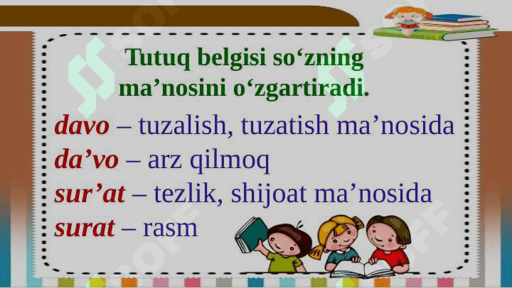 Tutuq belgisi (') Alifbe 6