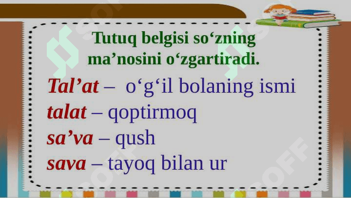 Tutuq belgisi (') Alifbe 8