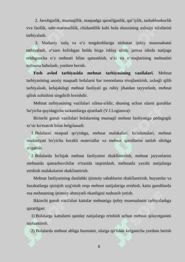 Ilk qadam davlat o‘quv dasturi asosida faoliyat markazlarida maktabgacha ta’lim tizimlarida mehnat tarbiyasini tashkil etish 8
