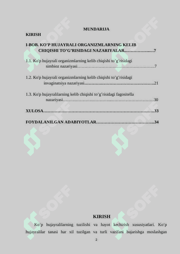 Ko’p hujayrali hayvonlarning kelib chiqishi 2