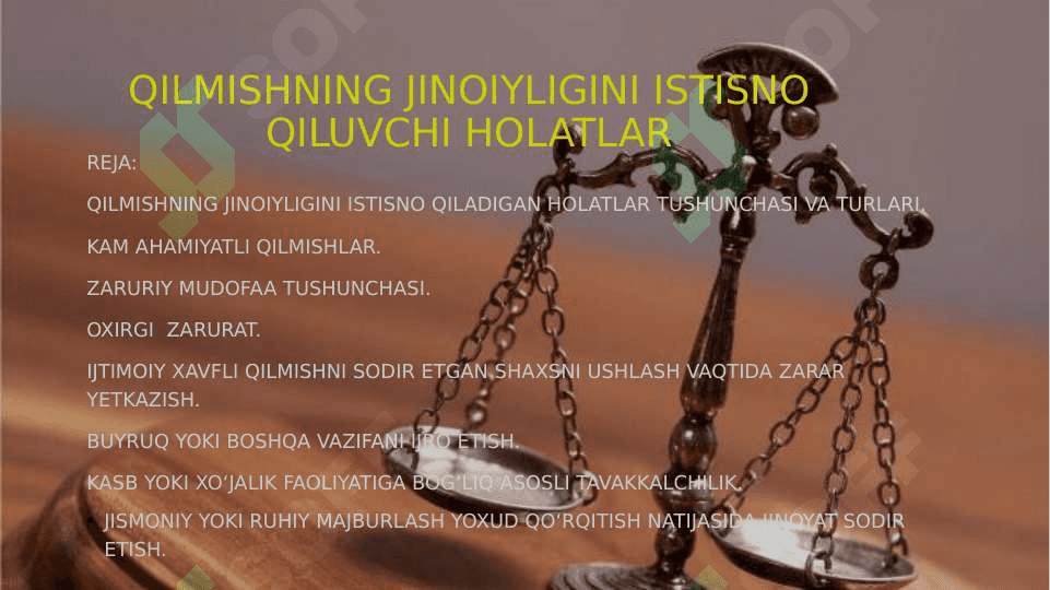 Qilmishning jinoiyligini istisno qiluvchi holatlar 2