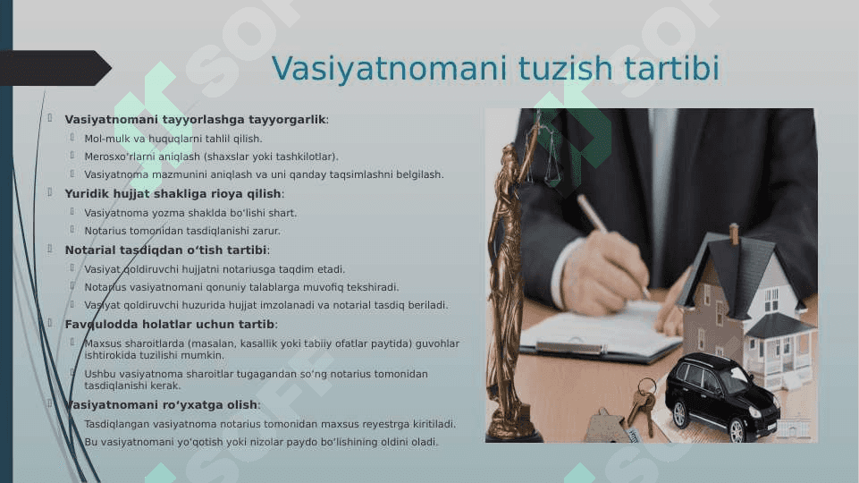 Davlat tilida ish yuritish , vasiyatnoma 6