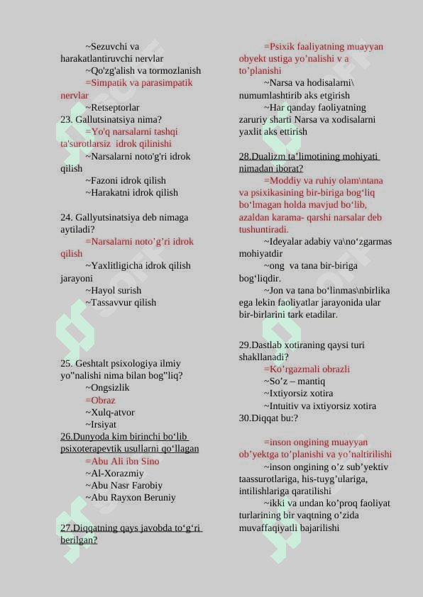 Maktab psixologlari atestatsiya savollar javobli 3