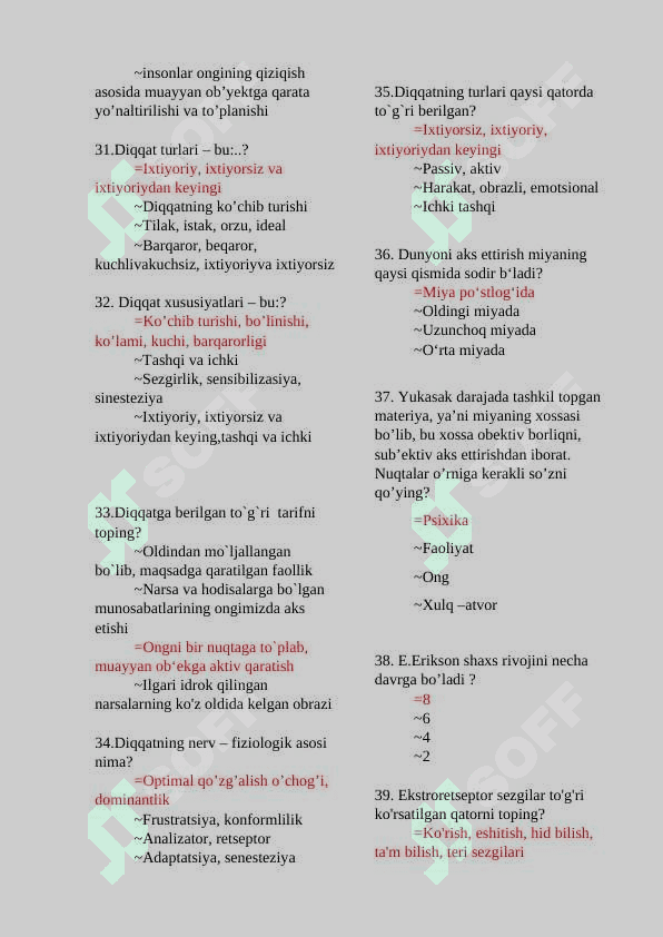 Maktab psixologlari atestatsiya savollar javobli 4