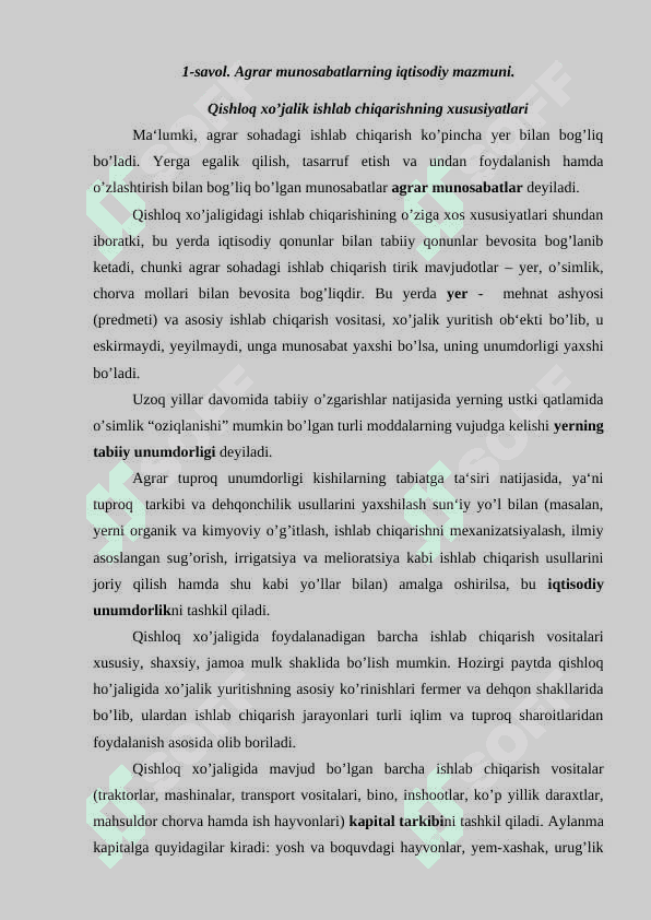 AGRAR MUNOSABATLARNING IQTISODIY MAZMUNI 2