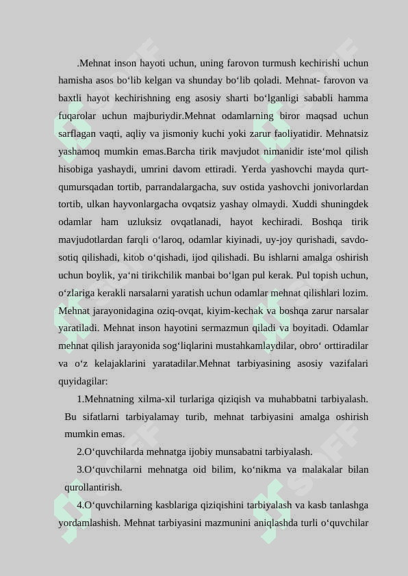 O'QUVCHILARNI MEHNATGA TAYYORLASH VA O'Z O'ZIGA  XIZMAT KO'RSATISH 2
