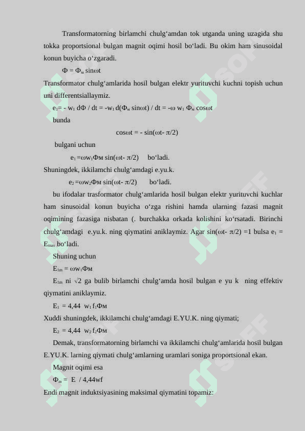 TRANSFORMATORLARNING TUZILISHI  VA ISHLASHINI  O’RGANISH 3