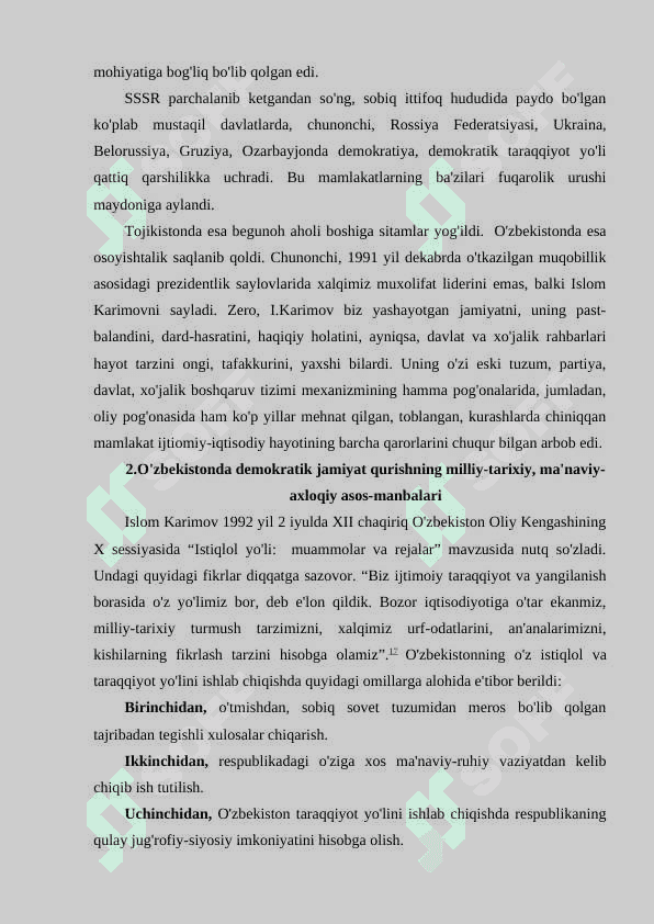 O'zbekistonning o'z istiqlol va taraqqiyot yo'li.Taraqiyotning o’zbek modeli 3