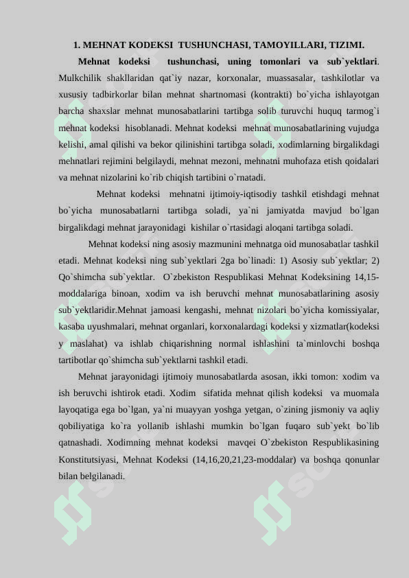 O'ZBEKISTON RESPUBLIKASI MEHNAT KODEKSI 3