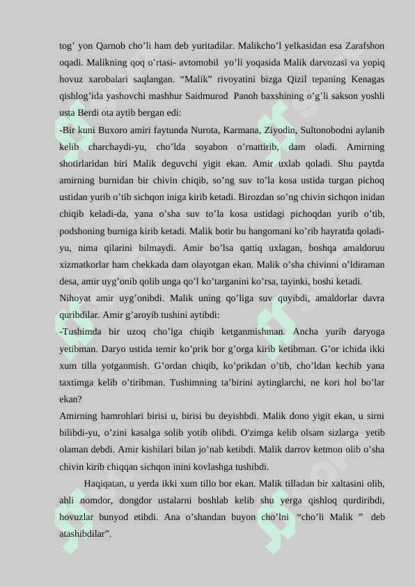 O`rta Osiyo xalqlarining og`zaki ijod yodgorliklari (afsonalar) 8