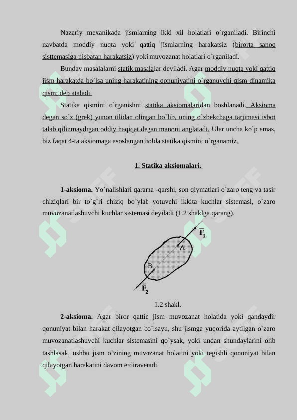 ABSOLYUT QATTIQ JISM.  HARAKAT VA MUVOZANAT TEXNIKALARI 4