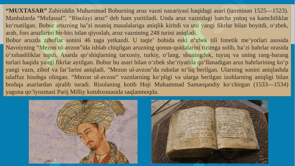 Zahiriddin Muhammad Boburning Muxtasar asari 2