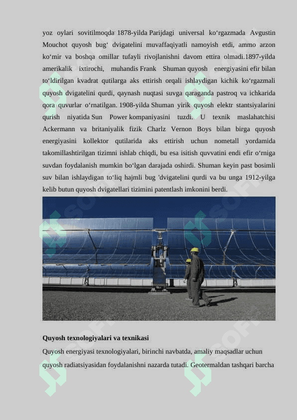 Quyosh energiyasidan foydalanib elektr energiyasi olish 3