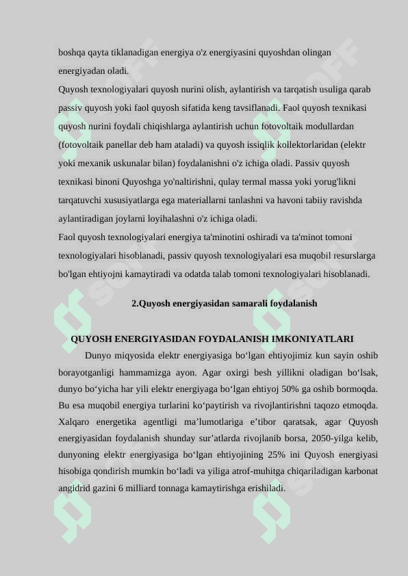 Quyosh energiyasidan foydalanib elektr energiyasi olish 4