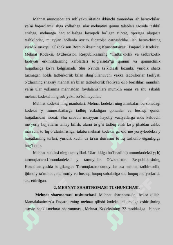 O'ZBEKISTON RESPUBLIKASI MEHNAT KODEKSI 4
