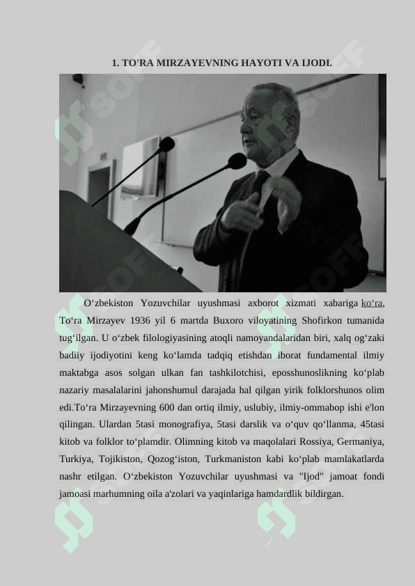 TO'RA MIRZAYEV FOLKLORSHUNOS OLIM SIFATIDA 2