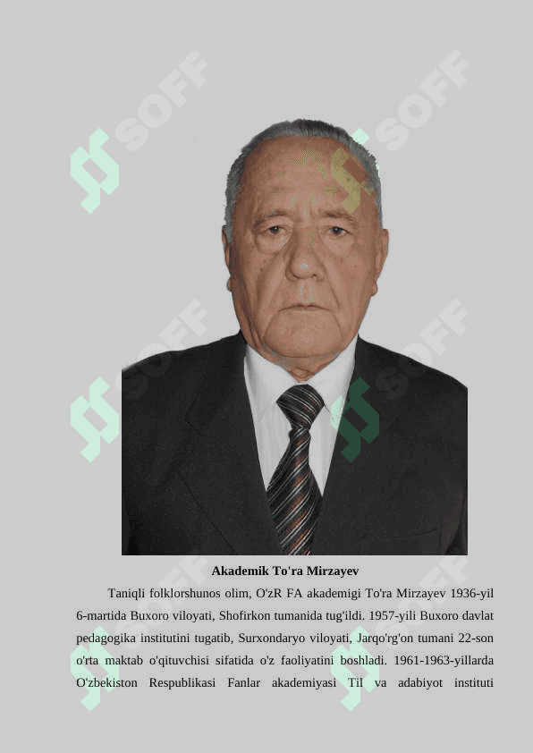 TO'RA MIRZAYEV FOLKLORSHUNOS OLIM SIFATIDA 3