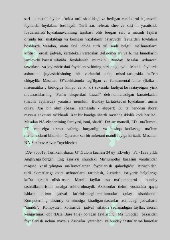 MA’LUMOTLAR OMBORI HAQIDA TUSHUNCHA MBBT’’  MAVZUSINI O`QITISH MEYODIKASI 3