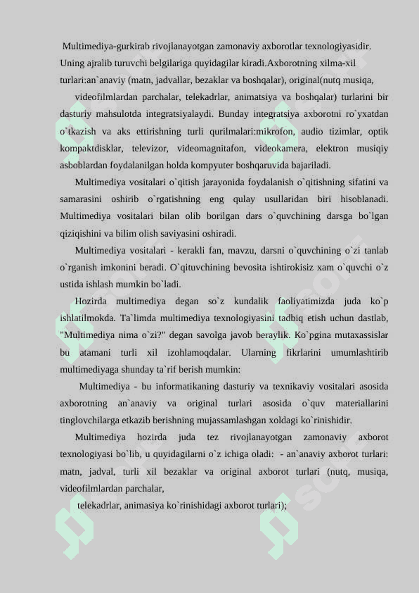 MULTIMEDIYA VA UNING ZAMONAVIY TA'MINOTI 2