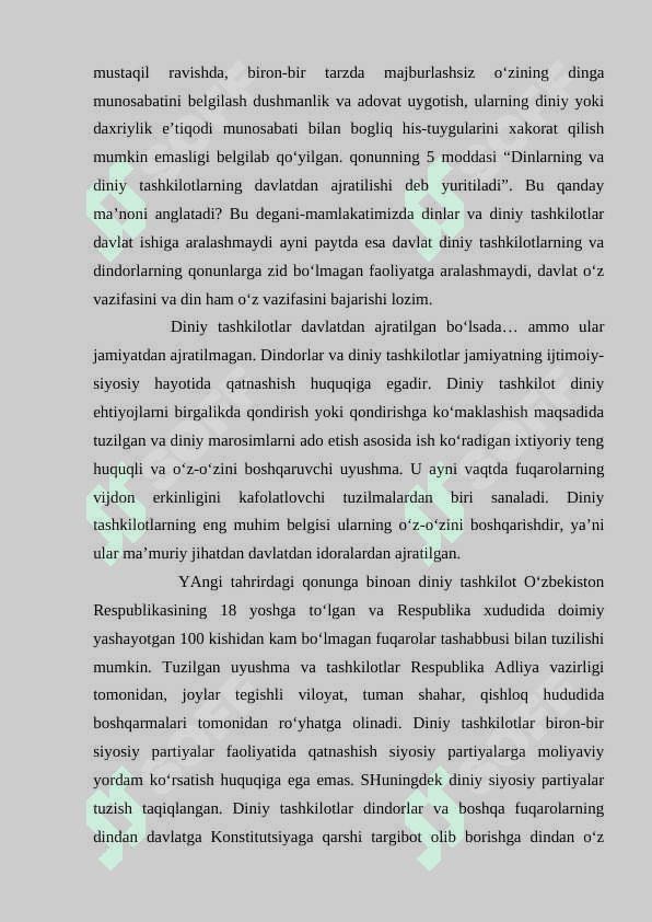 MUSTAQILLIK VA DIN. DINIY EKSTREMIZM VA FUNDAMENTALIZM 4