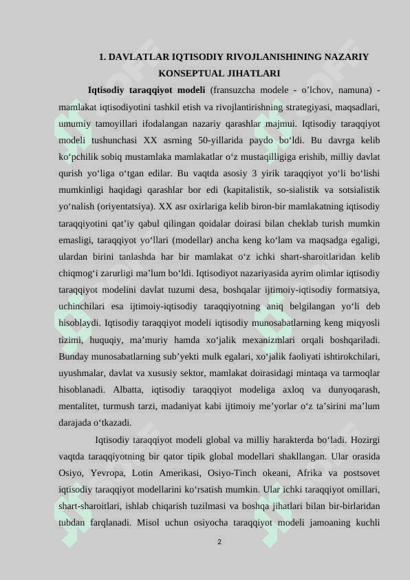 RIVOJLANAYOTGAN DAVLATLAR O’RTASIDAGI IQTISODIY RIVOJLANISH FARQLARI 2