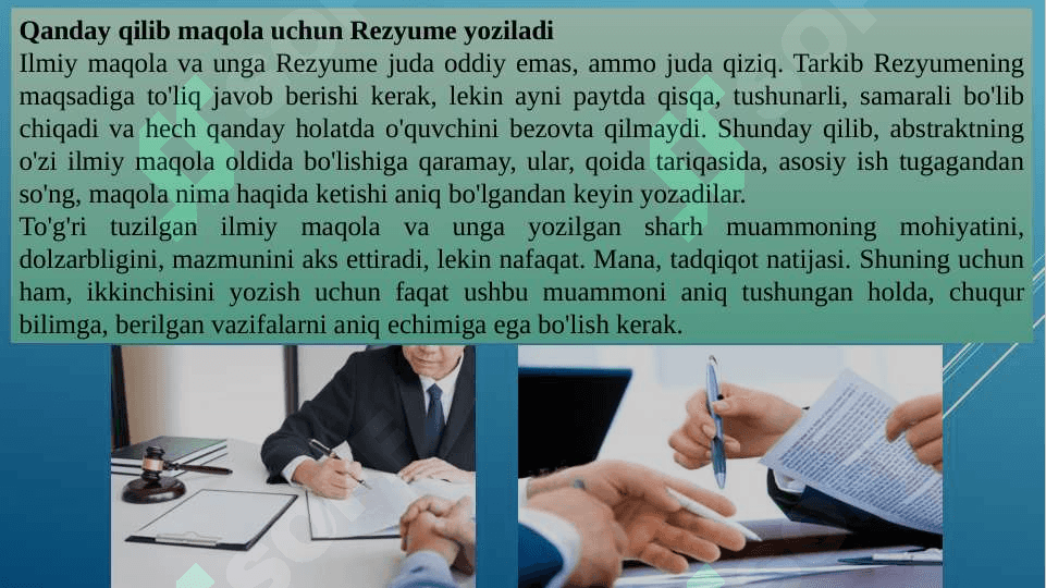 Ilmiy maqolaga rezume yozish. 8