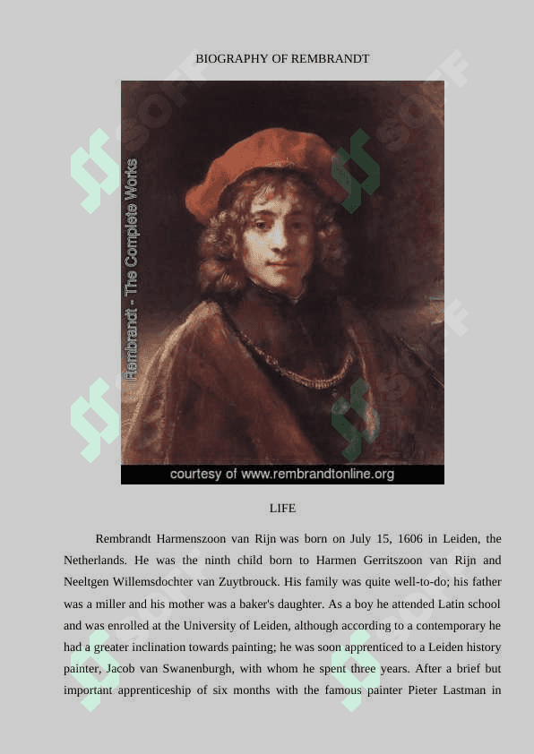 BIOGRAPHY OF REMBRANDT 2